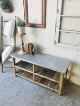 Load image into Gallery viewer, Petite Farmhouse Wood Coffee Table w/Galvanized Top