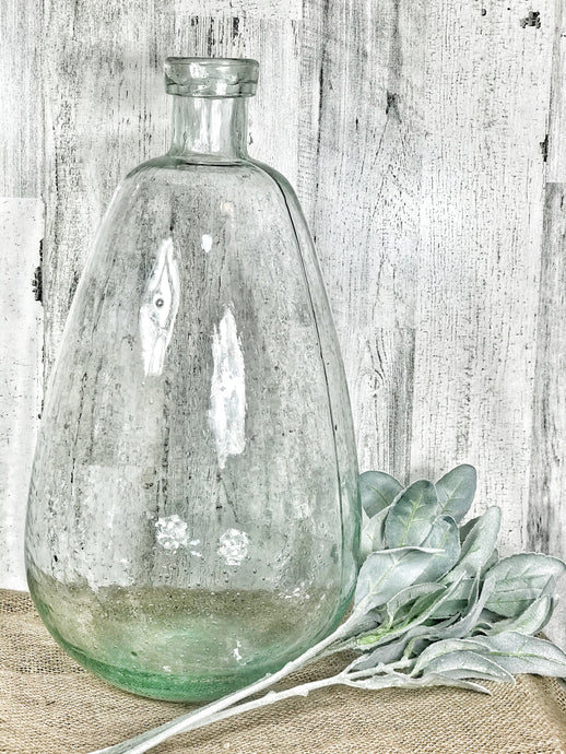 Large Bubble Glass Vase & Greenery