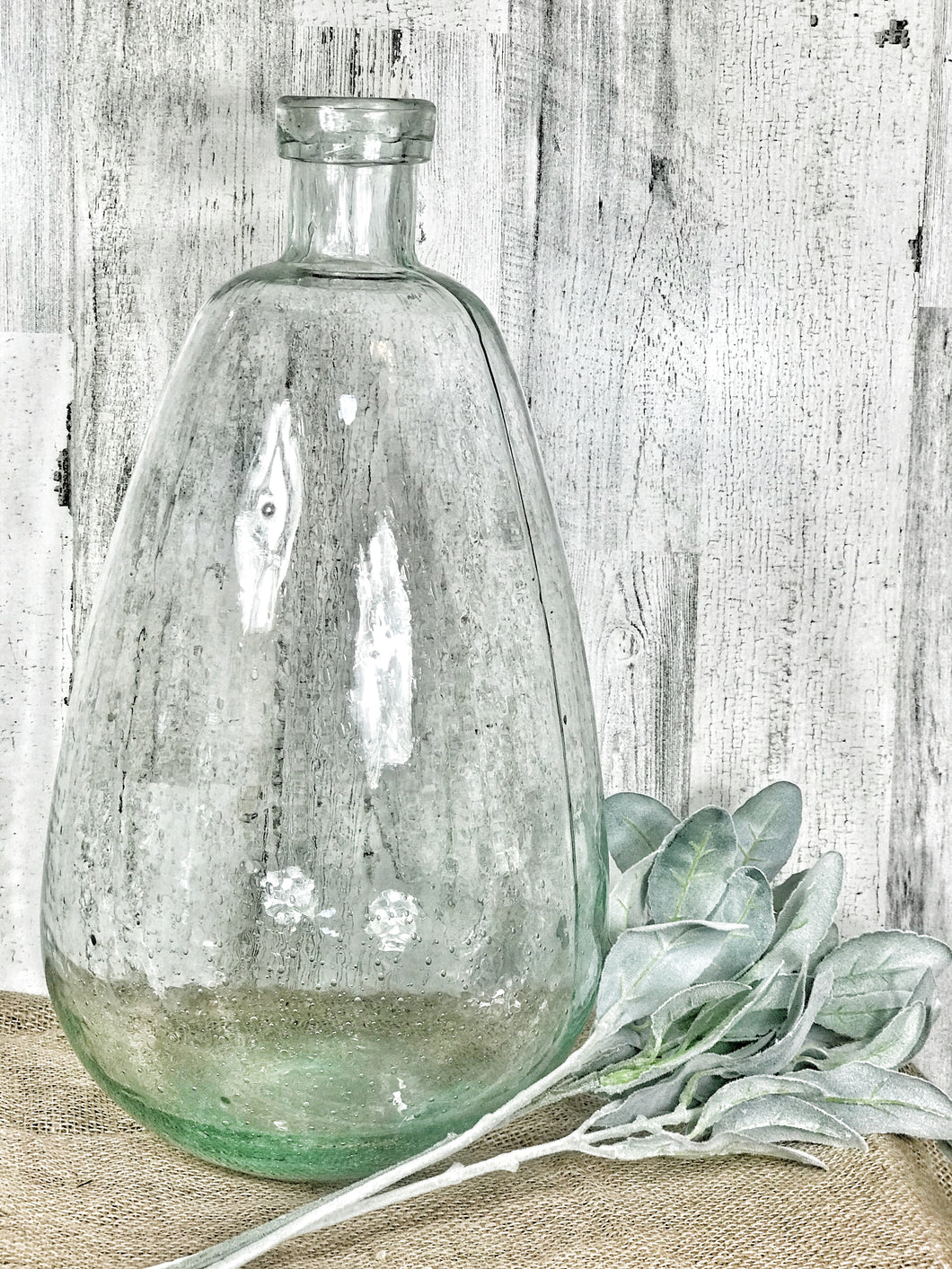 Large Bubble Glass Vase & Greenery