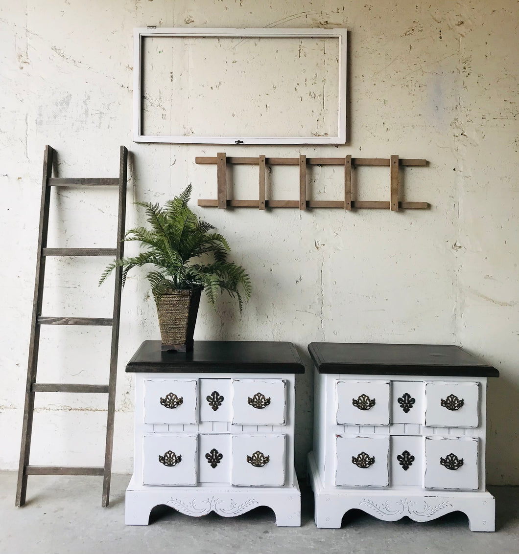 Chunky Vintage Farmhouse Nightstand Set