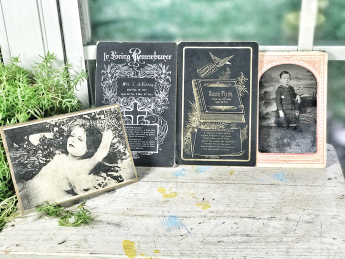 Vintage obituary cards & vintage pictures (4pc)