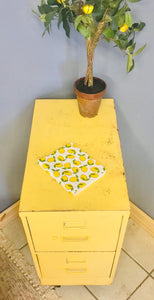 Awesome Yellow Metal Vintage Rolling File Cabinet