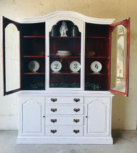 Classy Large Vintage Farmhouse China Cabinet