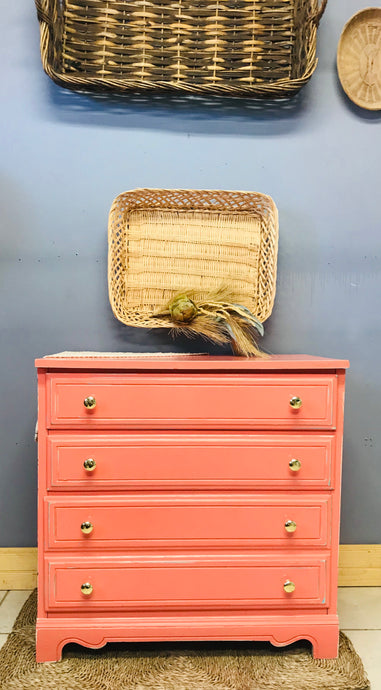 Bright & Cheery Coral Small Chest of Drawers