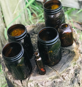 Beautiful Amber Glass Jar Set