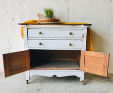 Load image into Gallery viewer, Charming Antique Rolling Cabinet