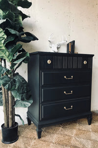 Moody Vintage Black Chest of Drawers