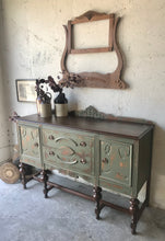 Load image into Gallery viewer, Stunning Distressed Vintage Jacobean Buffet Cabinet