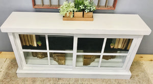 Classy sliding door console cabinet