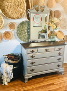 Pretty Wood Antique Dresser w/Mirror