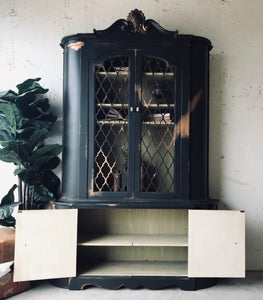 Gorgeous Large Black & Gold China Cabinet