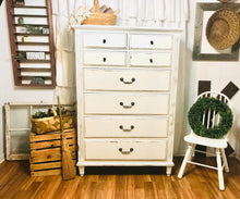 Load image into Gallery viewer, Beautiful Tall Boy Shabby Chic Chest of Drawers