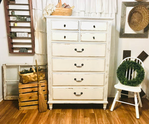 Beautiful Tall Boy Shabby Chic Chest of Drawers