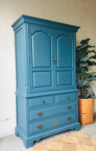 Beautiful Large Blue Armoire Storage Chest