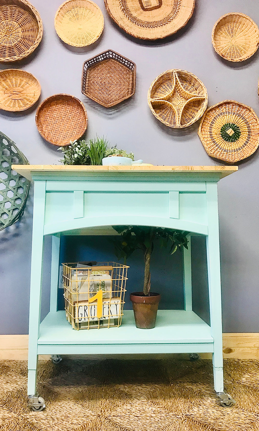 Modern Meets Vintage Rolling Kitchen Island