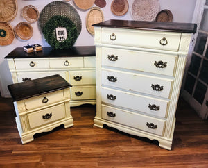 Amazing Solid Wood Vintage Yellow Dresser Set