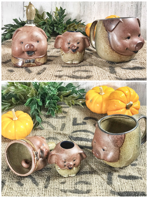 Stoneware piggy set (3pc)