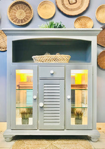 Beautiful Gray Lighted Hutch