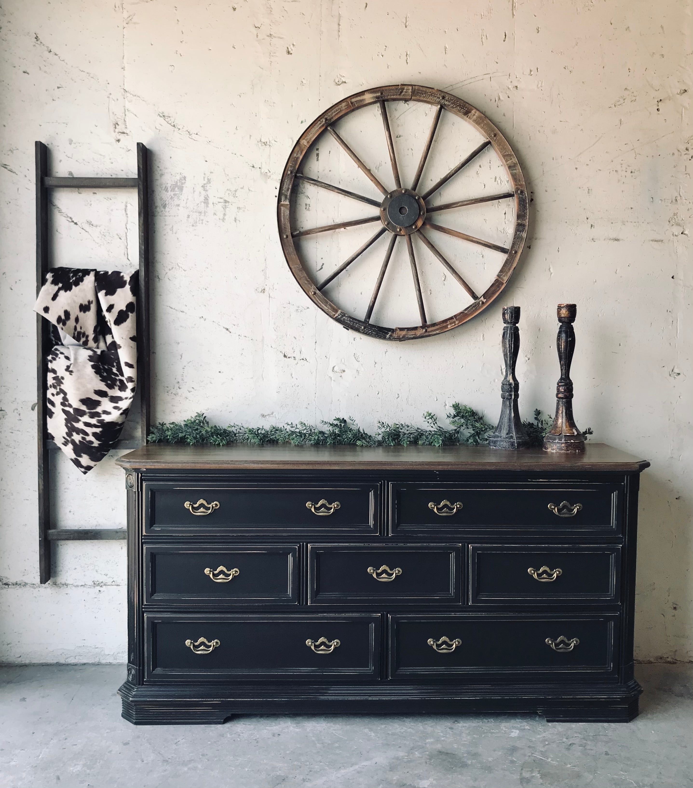 Moody Black Farmhouse Buffet, Dresser, or TV Stand