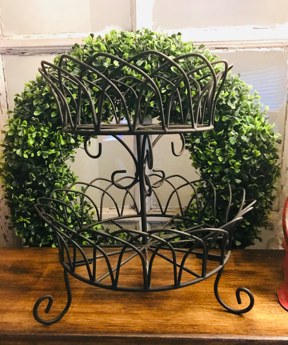 Farmhouse Metal Tiered Basket