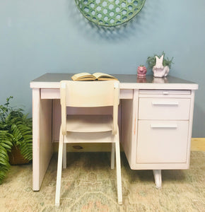 Amazing MCM Pink Metal Tanker Desk & Chair