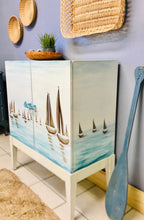 Load image into Gallery viewer, Cute Coastal Scene Painted Cabinet