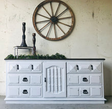 Load image into Gallery viewer, Pretty Vintage Farmhouse Large Dresser, Buffet, or TV Stand