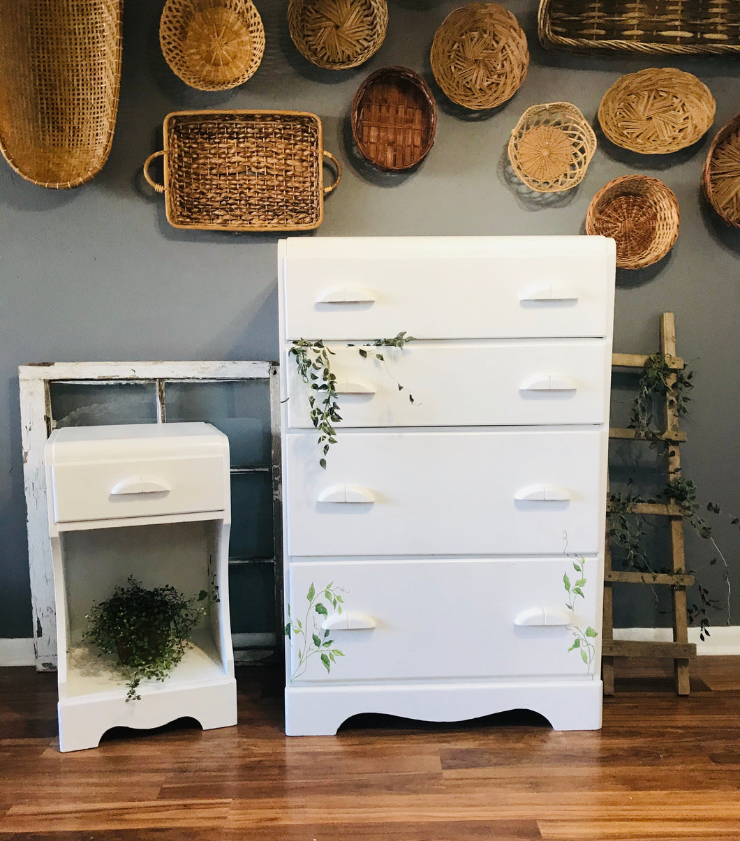 Pretty Garden Inspired Chest of Drawers & Nightstand