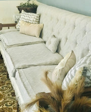 Load image into Gallery viewer, Gorgeous Vintage Tufted Sofa with Wood Frame