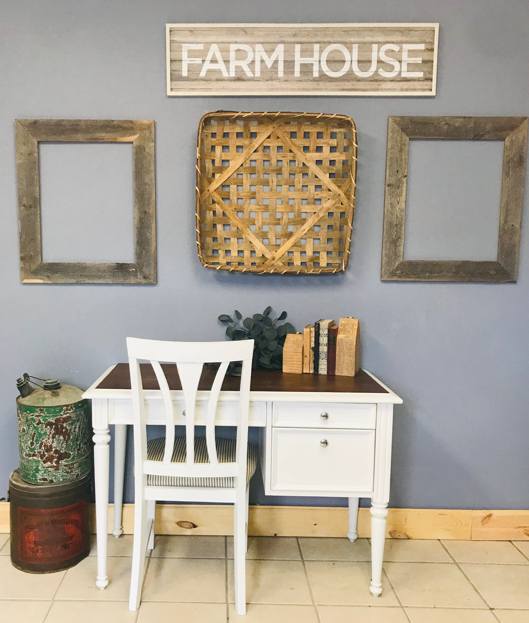 Pretty Rustic Farmhouse Desk & Chair