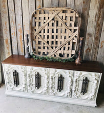 Load image into Gallery viewer, Ornate Vintage Farmhouse Dresser, Buffet, or TV Stand