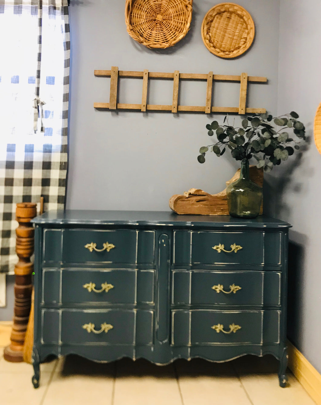 Pretty Blue French Provincial Dresser