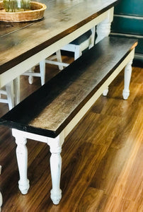 Amazing Solid Farmhouse Table w/Chairs & Bench