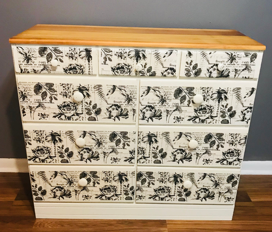 Beautiful Vintage Handmade Wood Chest of Drawers