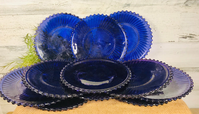 Lovely blue/purple glass dish set (11pc)