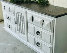 Load image into Gallery viewer, Pretty Vintage Farmhouse Large Dresser, Buffet, or TV Stand