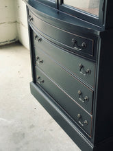 Load image into Gallery viewer, Moody Black Antique China Cabinet