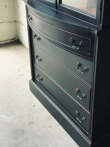 Moody Black Antique China Cabinet