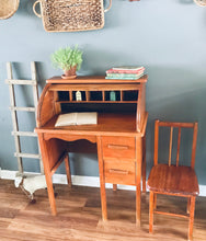 Load image into Gallery viewer, Adorable Vintage Handmade Roll Top Desk &amp; Chair