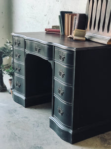 Classy Vintage Black Farmhouse Desk