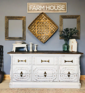 Stunning Ornate Farmhouse Buffet or Long Dresser