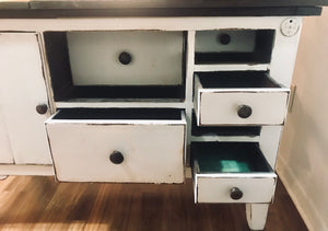 Amazing Antique Rolling Kitchen Island or Buffet Table