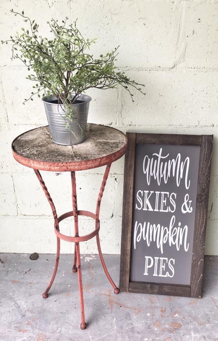 Old concrete & Metal plant stand or table