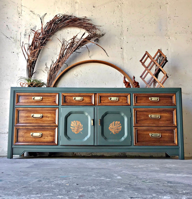 Boho Style Vintage Large Dresser or Buffet