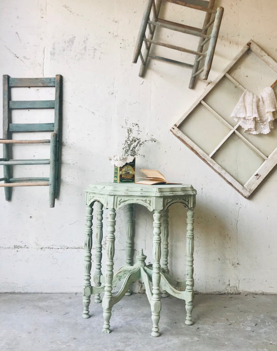 Pretty Antique Chippy Octagon Side Table