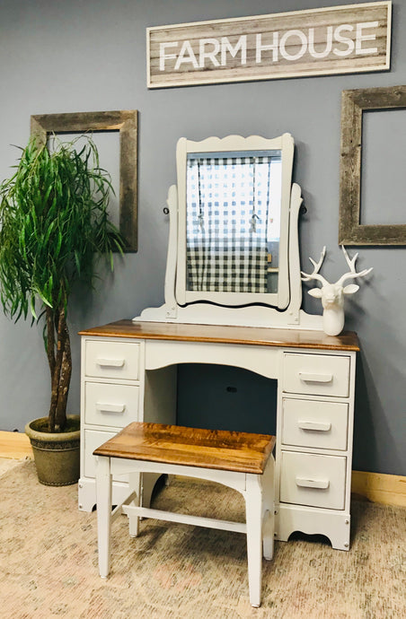 Beautiful Farmhouse Vanity or Desk & Bench