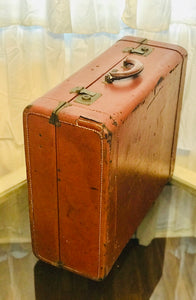 Vintage Brown Leather Suitcase