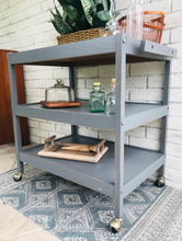 Load image into Gallery viewer, Vintage Gray Rolling Cart