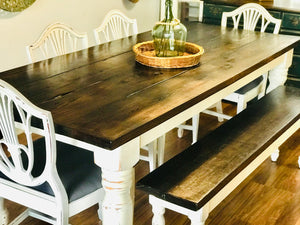 Amazing Solid Farmhouse Table w/Chairs & Bench