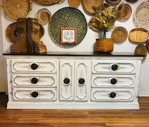 Gorgeous Ornate Long Wood Dresser or Buffet/TV Stand